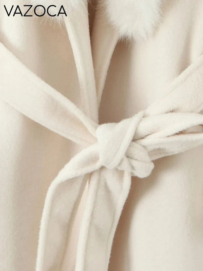 Fur Collar Elegant Trench Coat