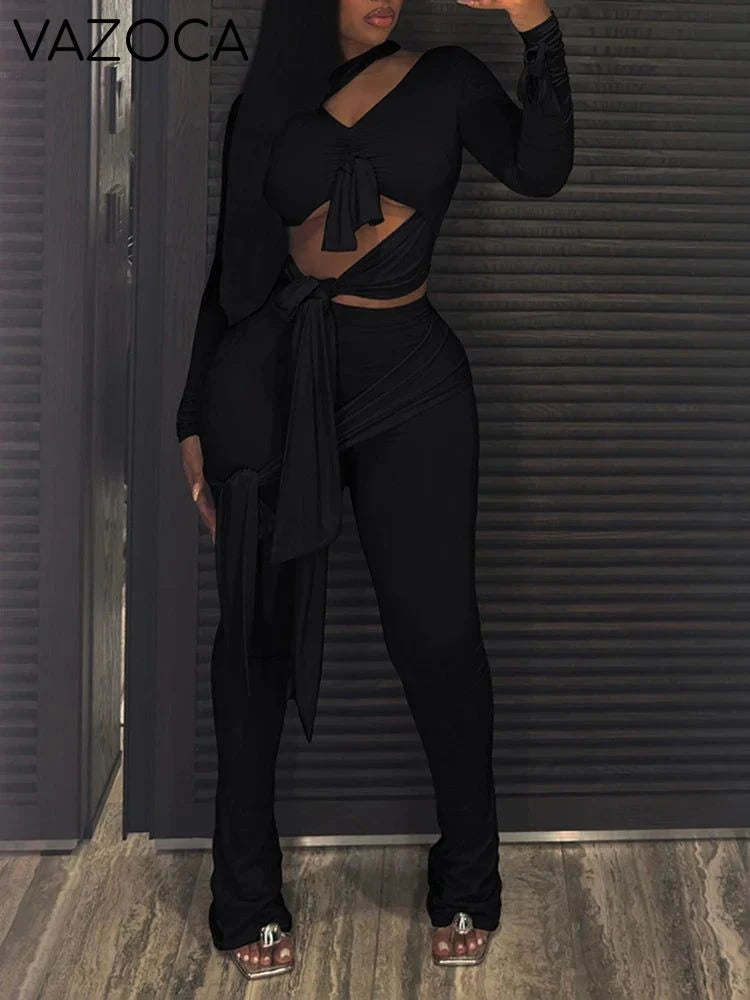 Multi Knot Flare Tassel Pants Set