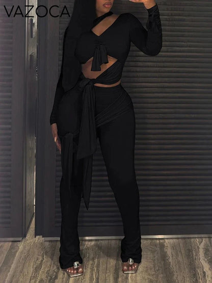 Multi Knot Flare Tassel Pants Set