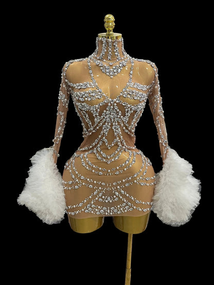 Crystal Mesh Mini Dress