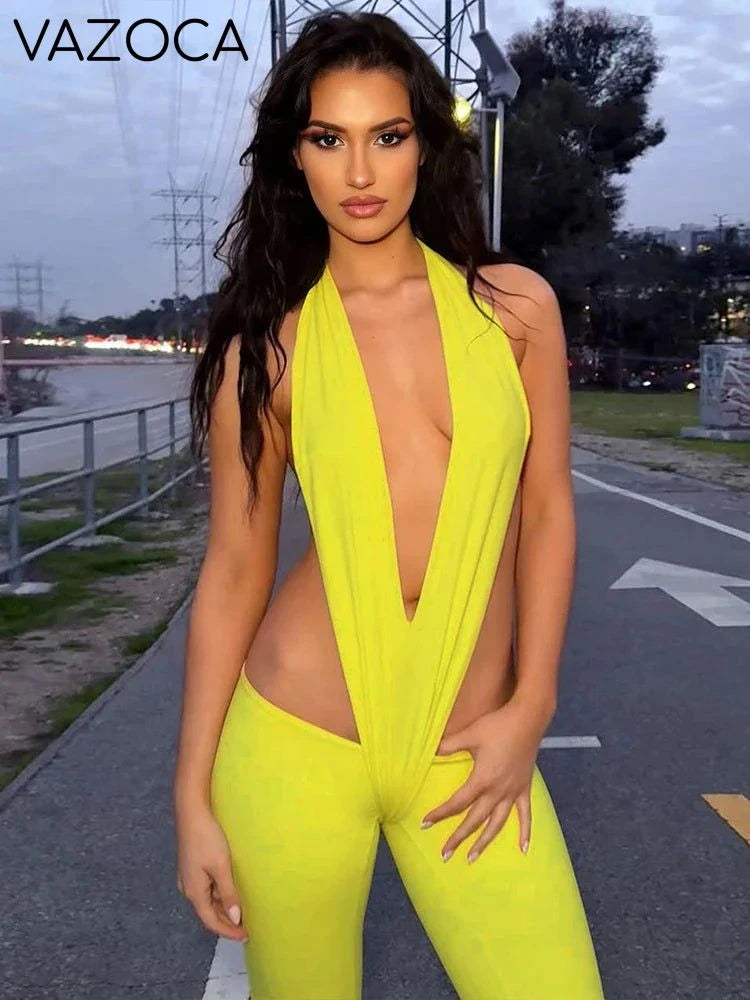 Paisley Bodycon Jumpsuit Yellow