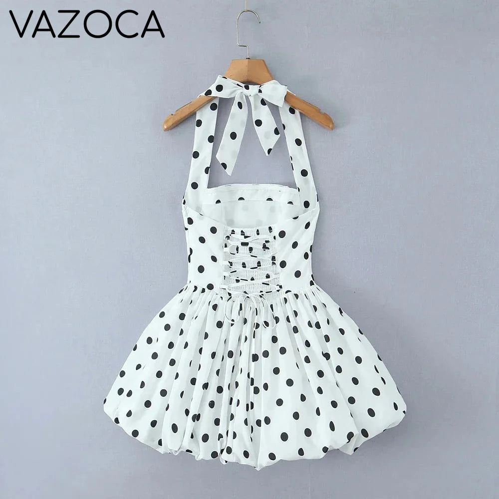 Polka Dot Puff Mini Dress