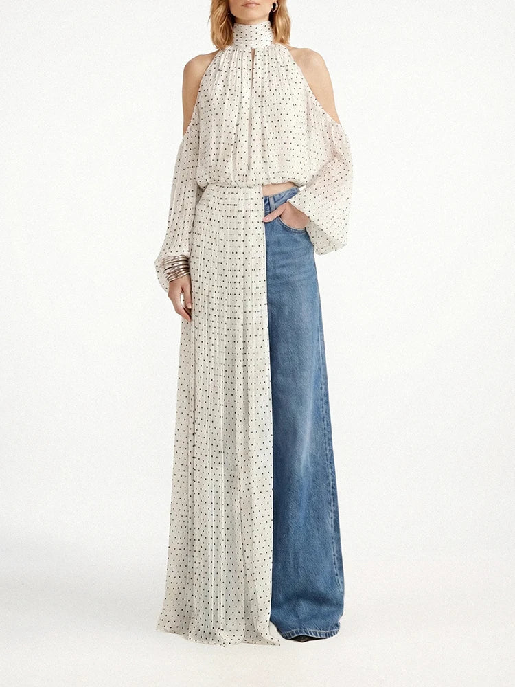 Turtleneck Ruched Accent Blouse