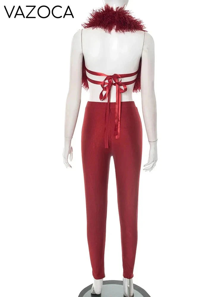 Aubree Fur Pants Set