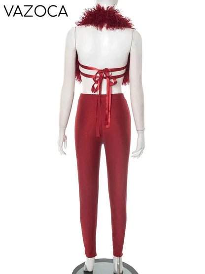 Aubree Fur Pants Set