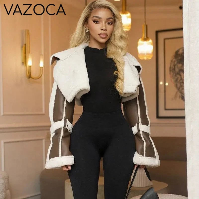 Fur Collar Crop Jacket