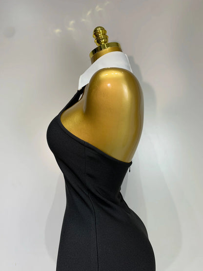 White Collar  Bodycon Bandage Mini Dress