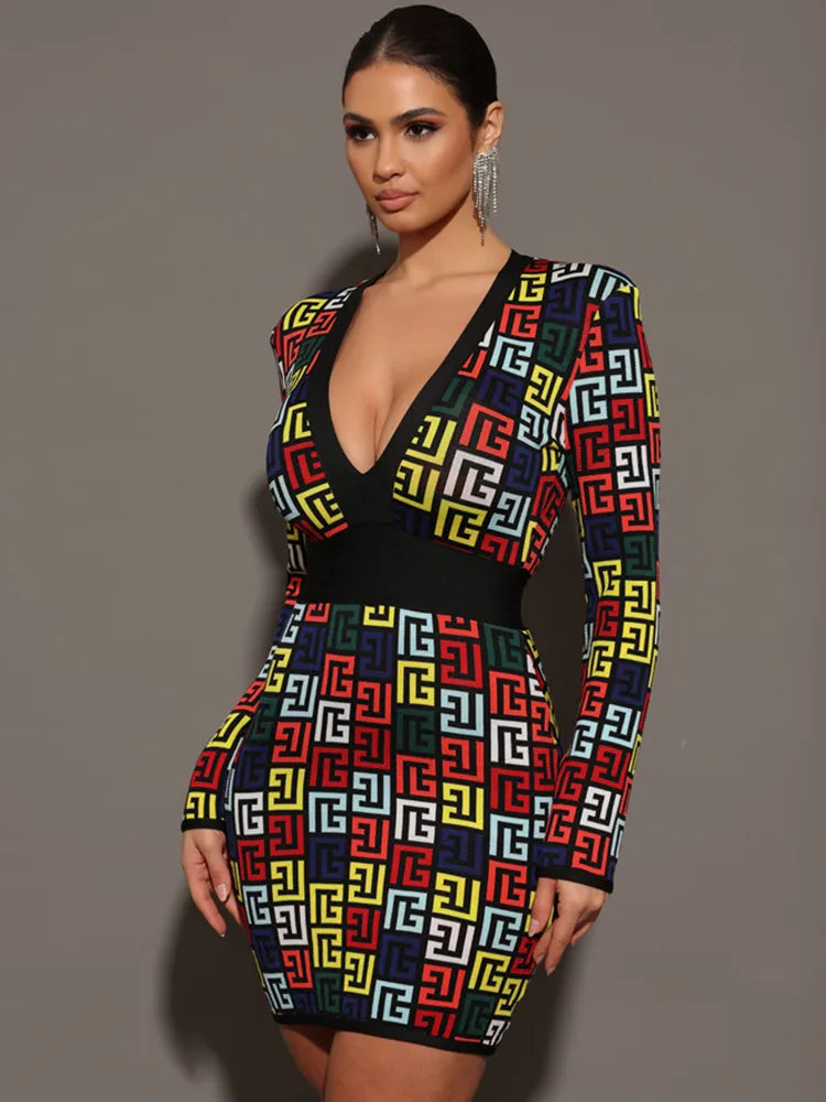 Luxe Jacquard Bandage Mini Dress