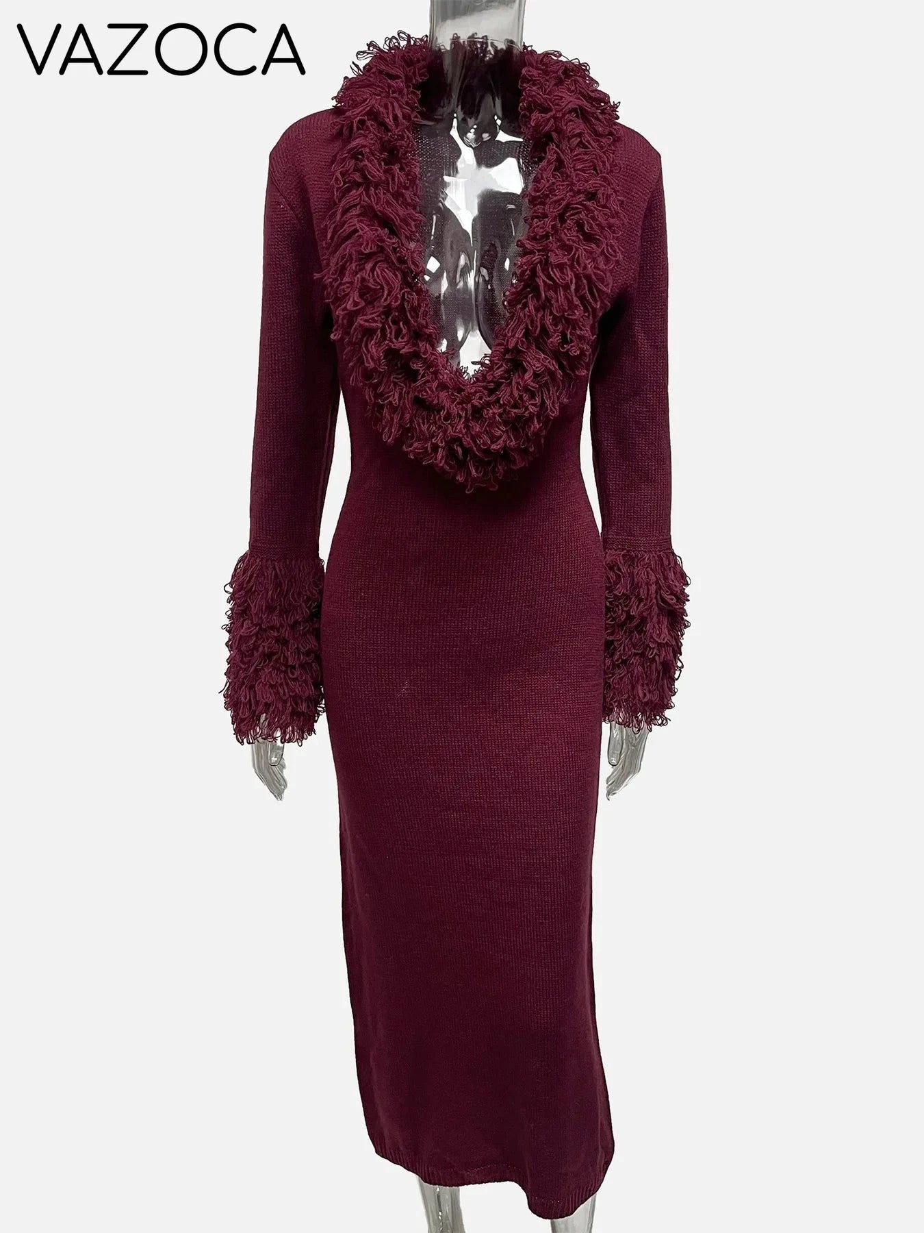 Fanie Knit Fur Maxi Dress
