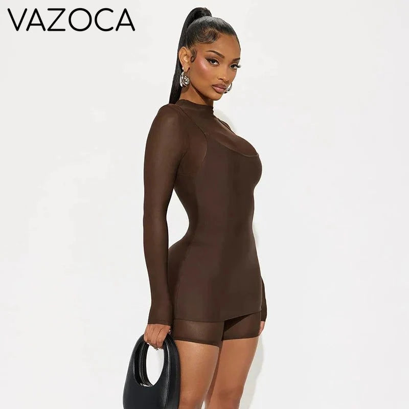 Illusion Mesh Romper Dress