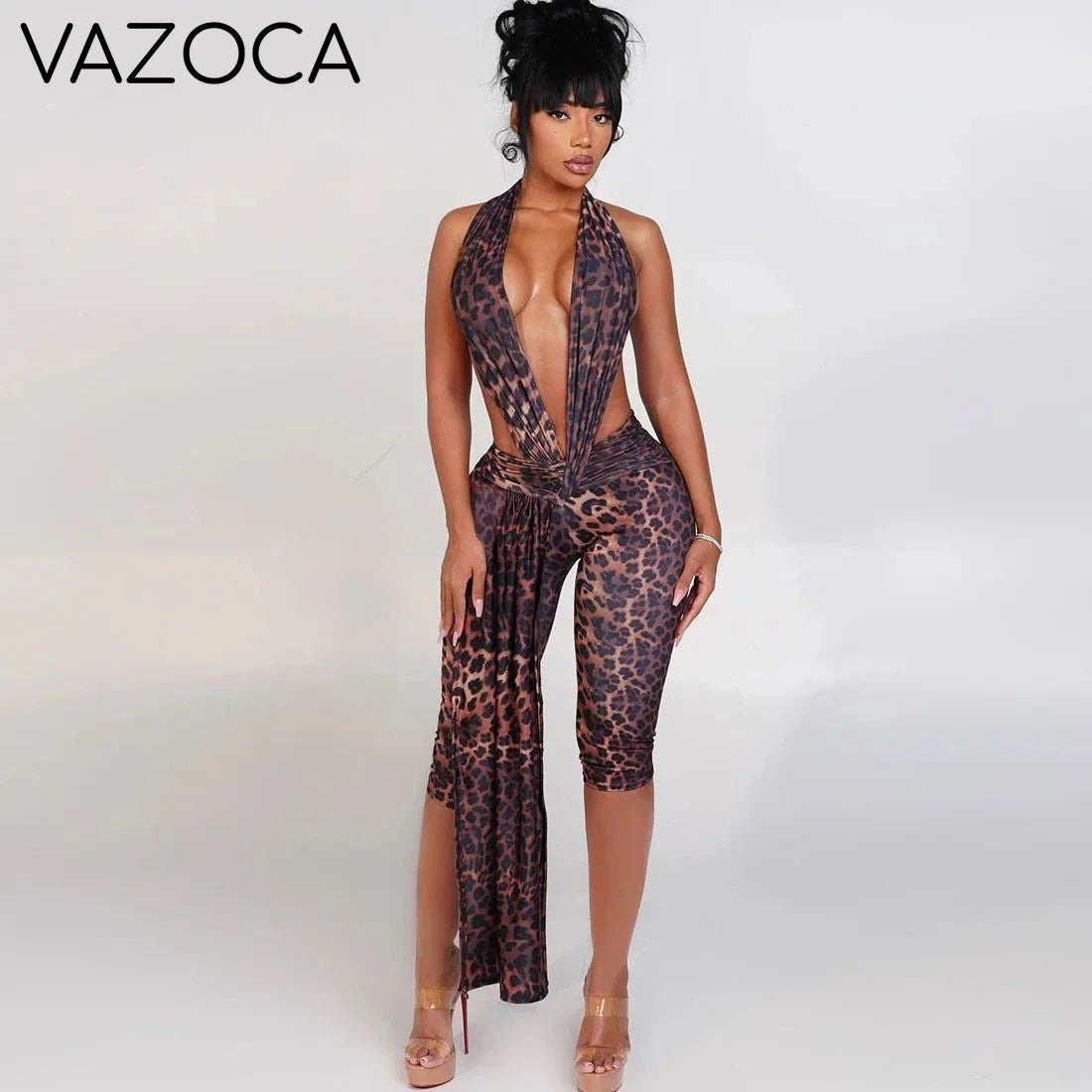 Temptation Wrap Leopard Jumpsuit