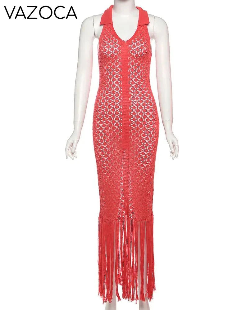 Jacky Polo Crochet Tassel Dress