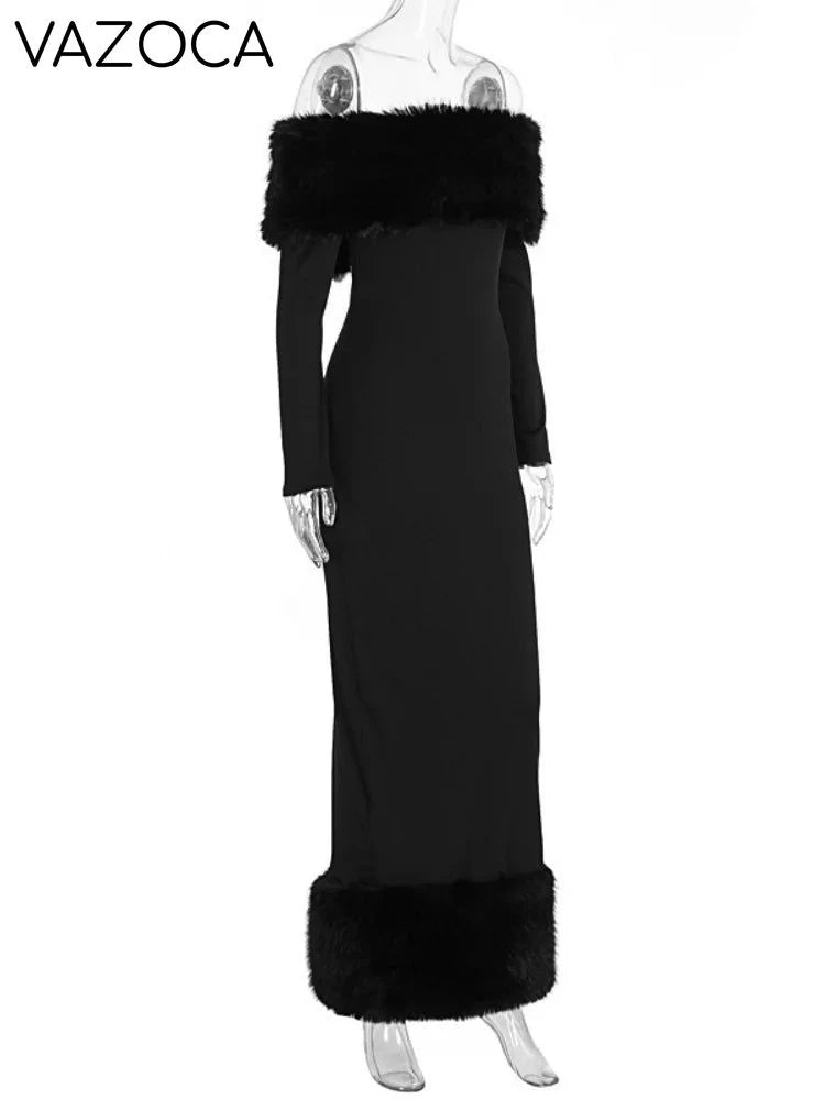 Lorene Fur Maxi Dress
