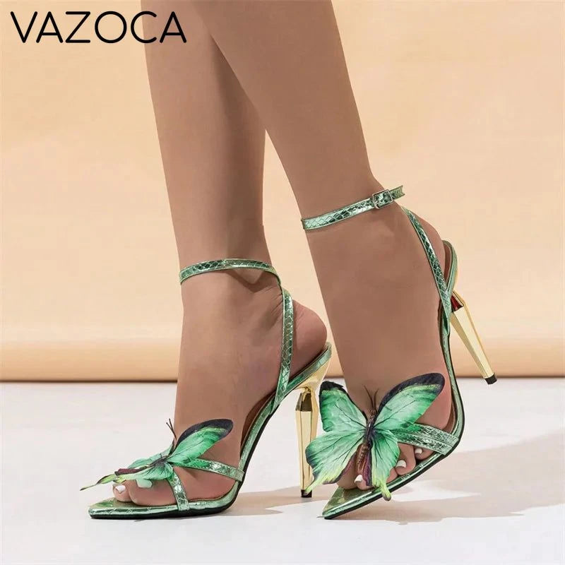 Green Butterfly High Heels