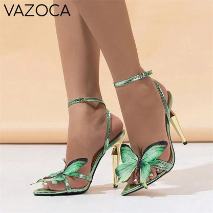 Green Butterfly High Heels