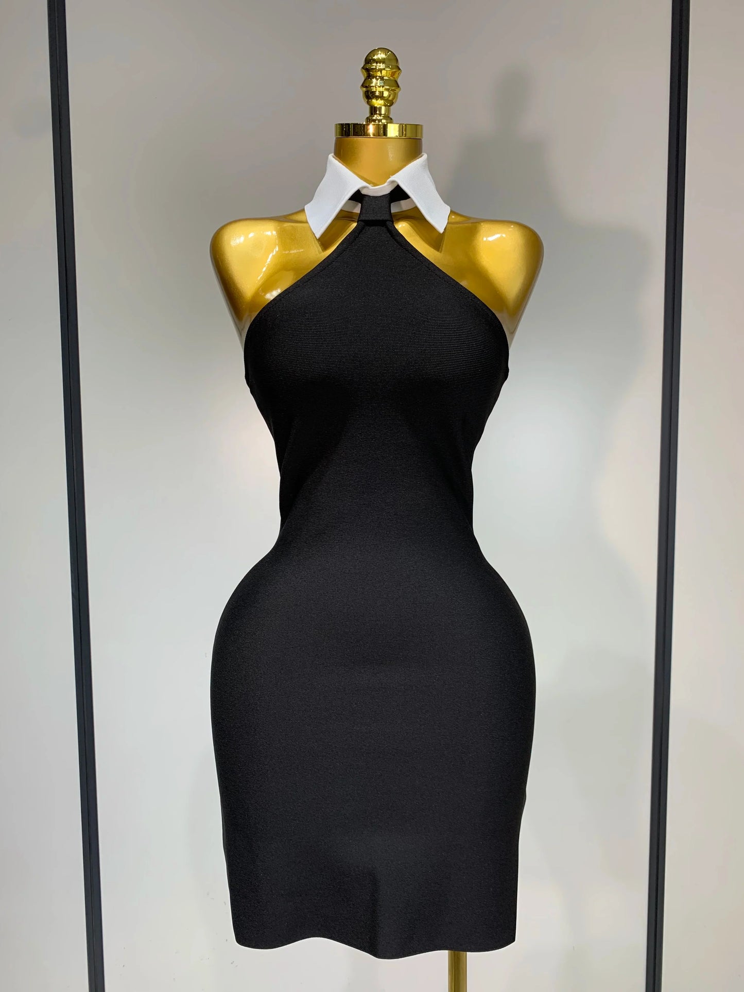 White Collar  Bodycon Bandage Mini Dress