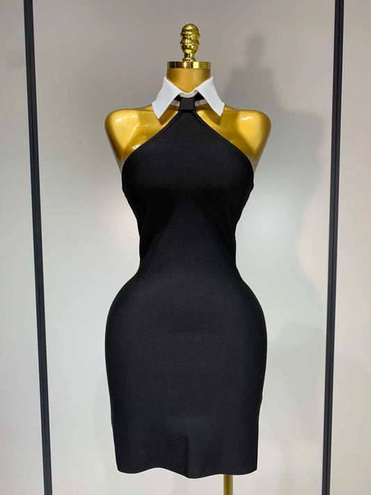 White Collar  Bodycon Bandage Mini Dress