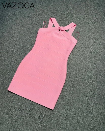 Pink Bodycon Bandage Mini Dress
