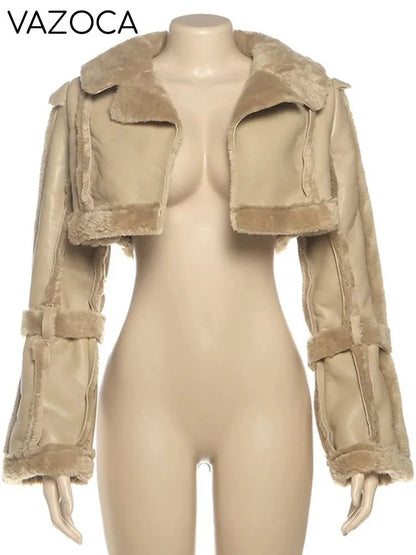 Fur Collar Crop Jacket