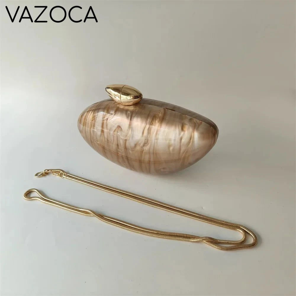 Shell Pearl Marble Clutch Purse