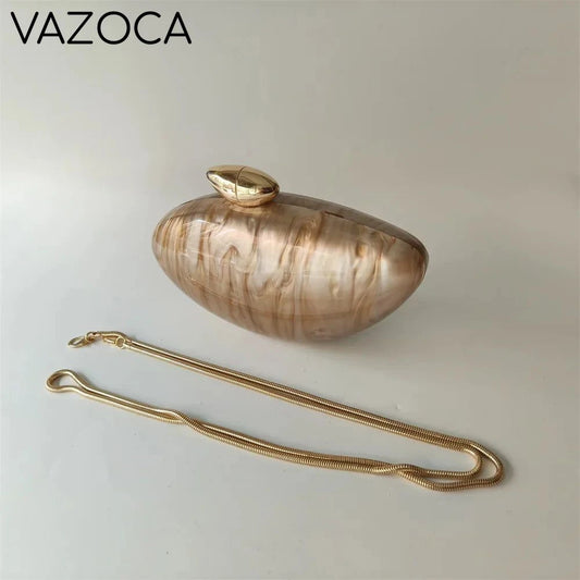 Shell Pearl Marble Clutch Purse