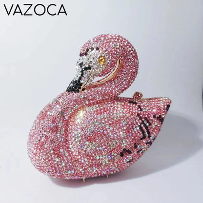 Swan Rhinestone Clutch Purse