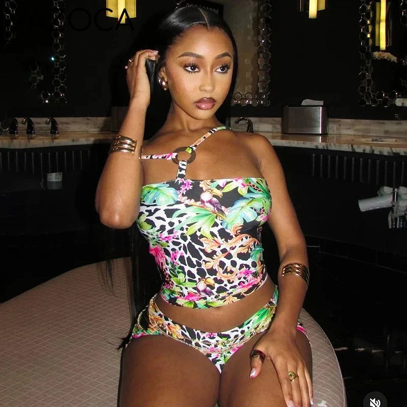 Tropical Jungle Strap Shorts Set