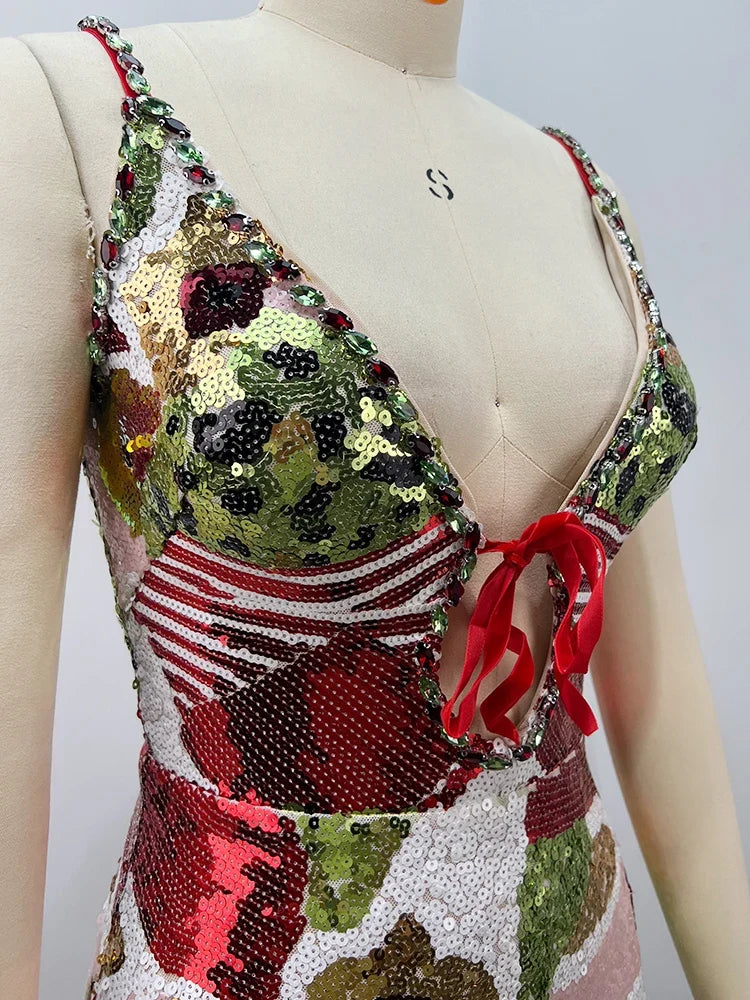Kiandra Floral Rhinestone Maxi Dress