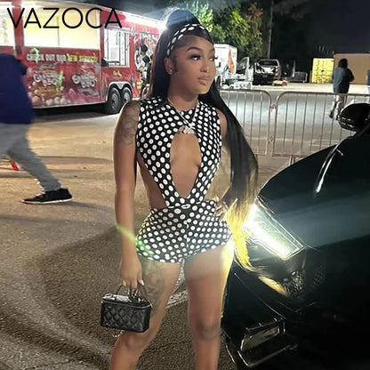 Polka Dot Cutout Romper