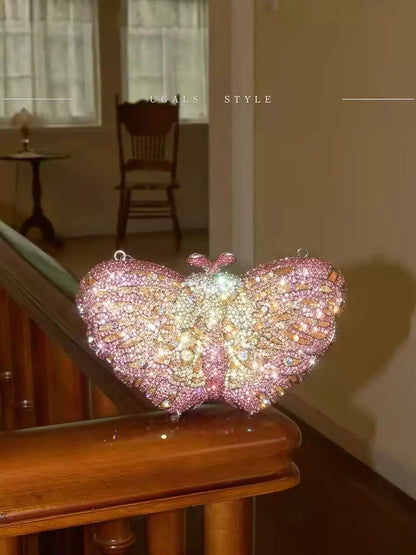 Butterfly Shaped Rhinestone Clutch Bag