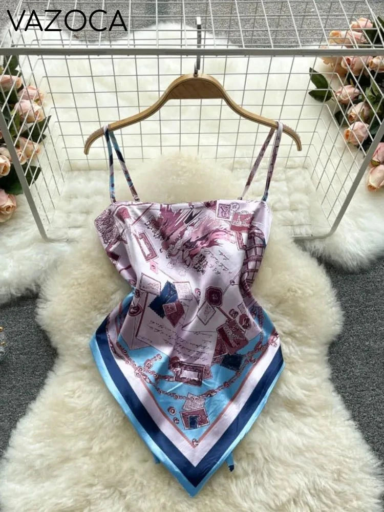 Aesthetic Satin Backless Vest Pink One Size
