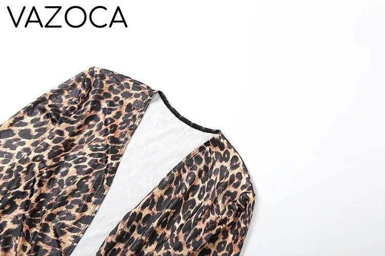 Leopard V-Neck Ruched Dress