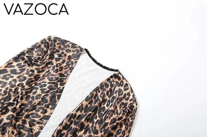 Leopard V-Neck Ruched Dress
