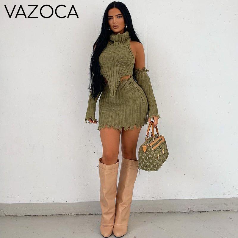 Knit Ribbed Vacation Set With Gloves