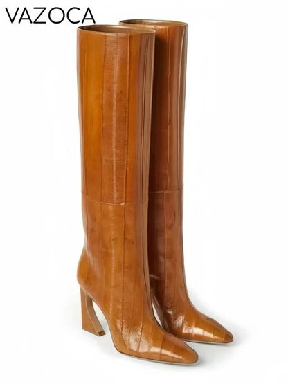 Crocodile Chunky Heel Boots