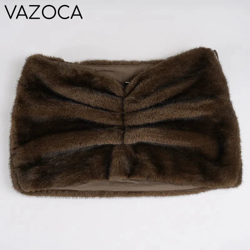 Furry Pleated Mini Skirt