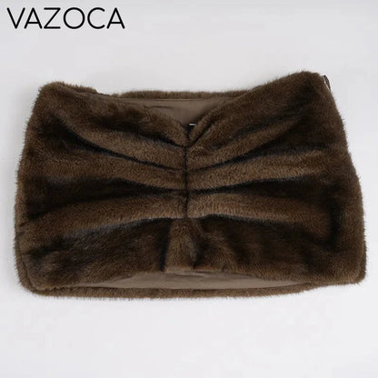 Furry Pleated Mini Skirt