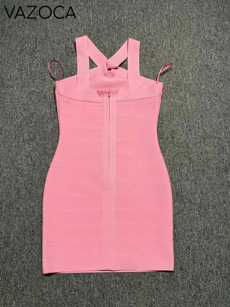 Pink Bodycon Bandage Mini Dress