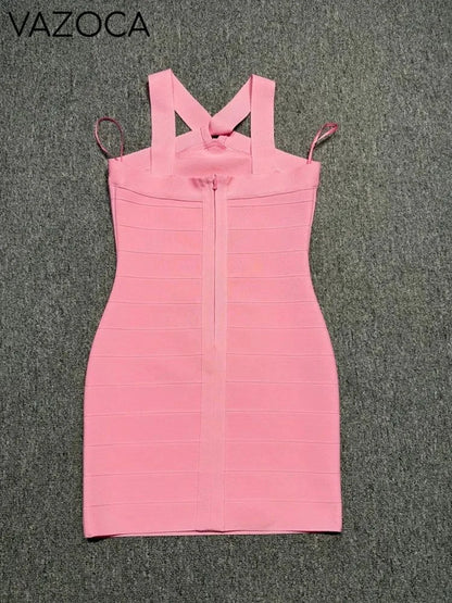 Pink Bodycon Bandage Mini Dress