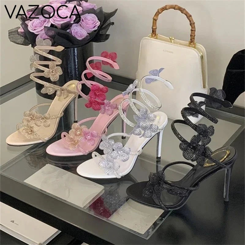 Flower Embellished High Heels