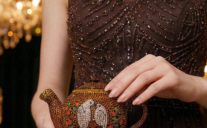 Teapot Rhinestone Clutch Bag