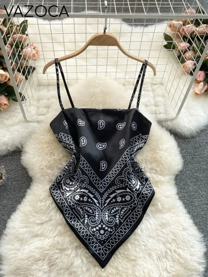 Aesthetic Satin Backless Vest Black One Size