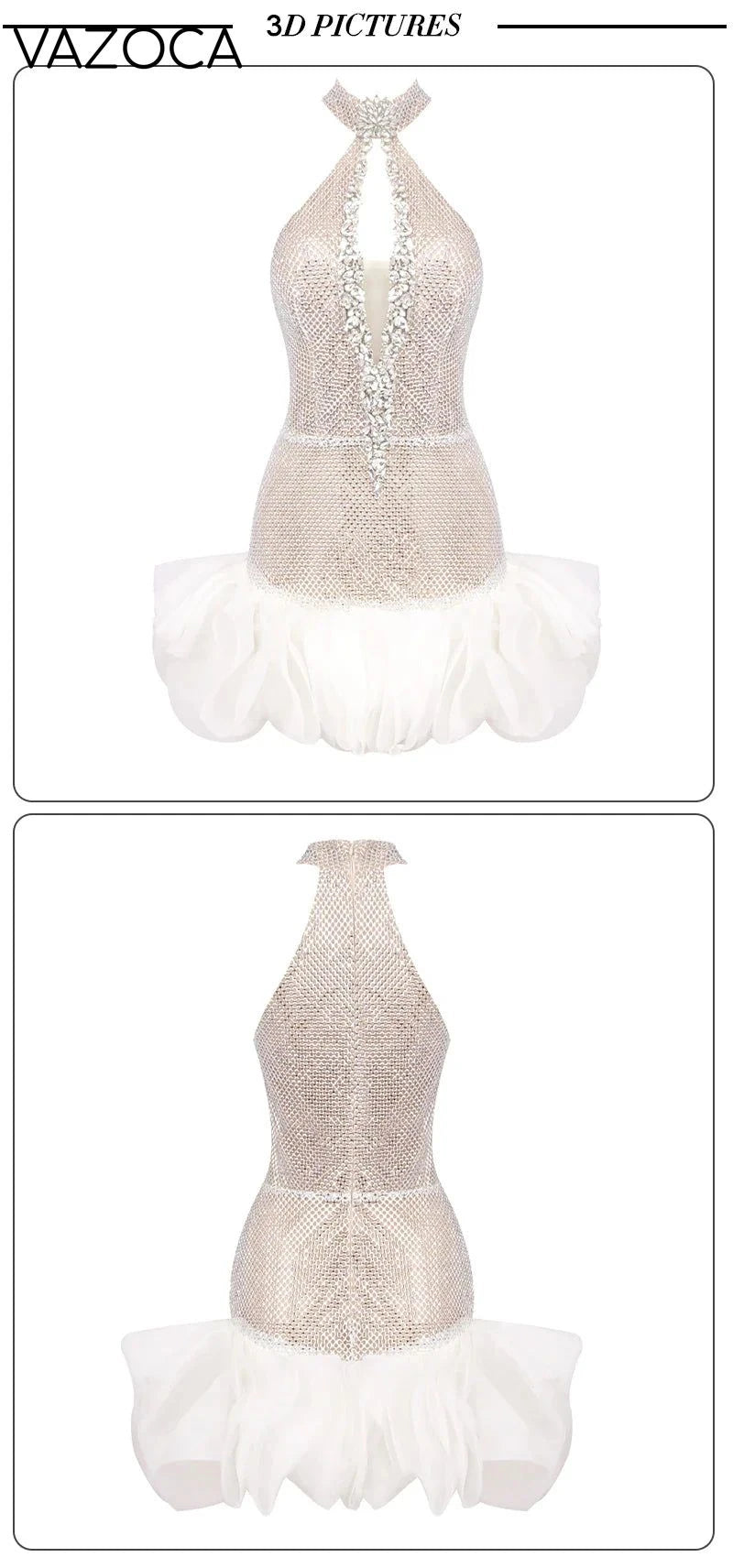 Silver Sequins Tulle Cocktail Dress