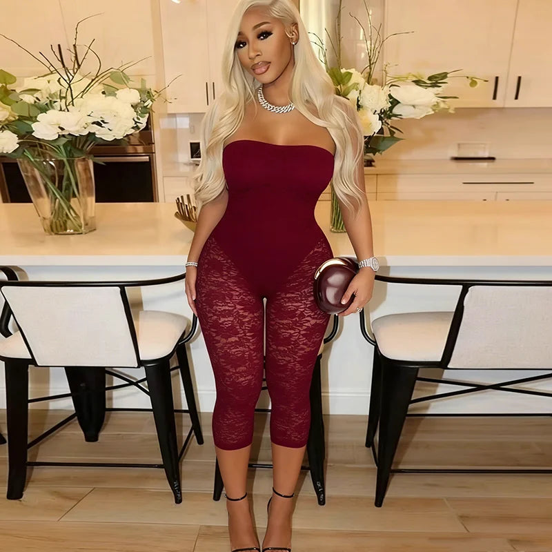 Lace Tube Capri Jumpsuit