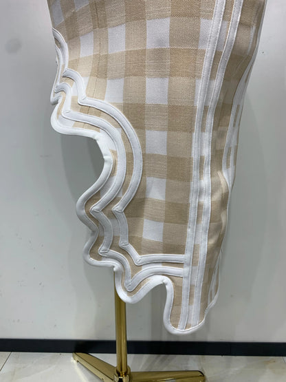 Plaid Asymmetrical Bandage Dress