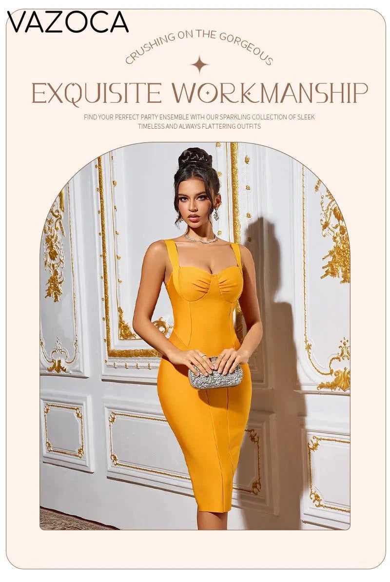 Vibrant Orange Bodycon Bandage Dress