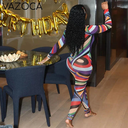 Vibrant Mirage Mesh Jumpsuit