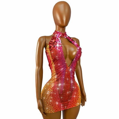 Ombre Seashell Sequins Mini Dress