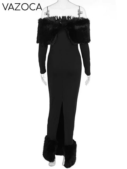 Lorene Fur Maxi Dress