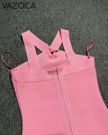 Pink Bodycon Bandage Mini Dress